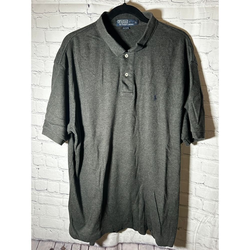 Polo Ralph Lauren Mens XL Charcoal Gray Heather Short Sleeve Cotton Polo Shirt